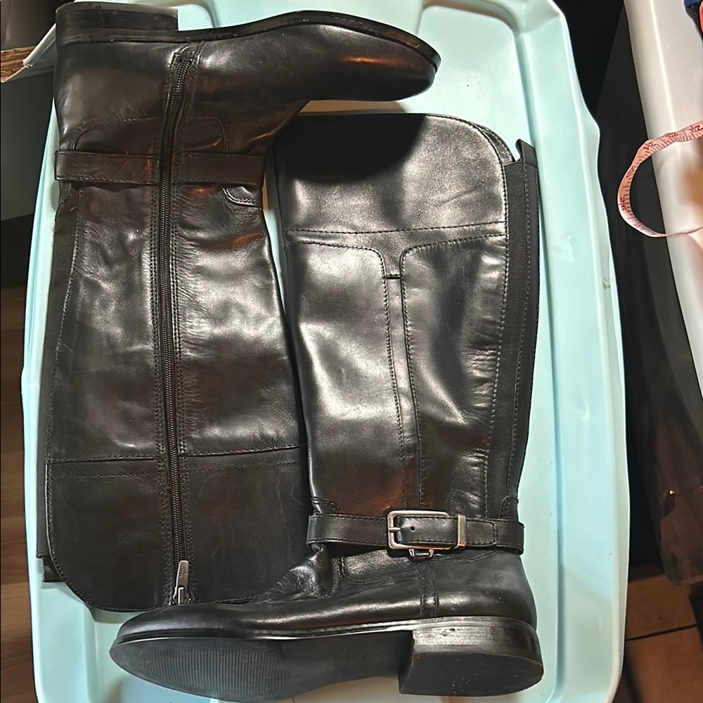 Black Leather Knee-High Boots